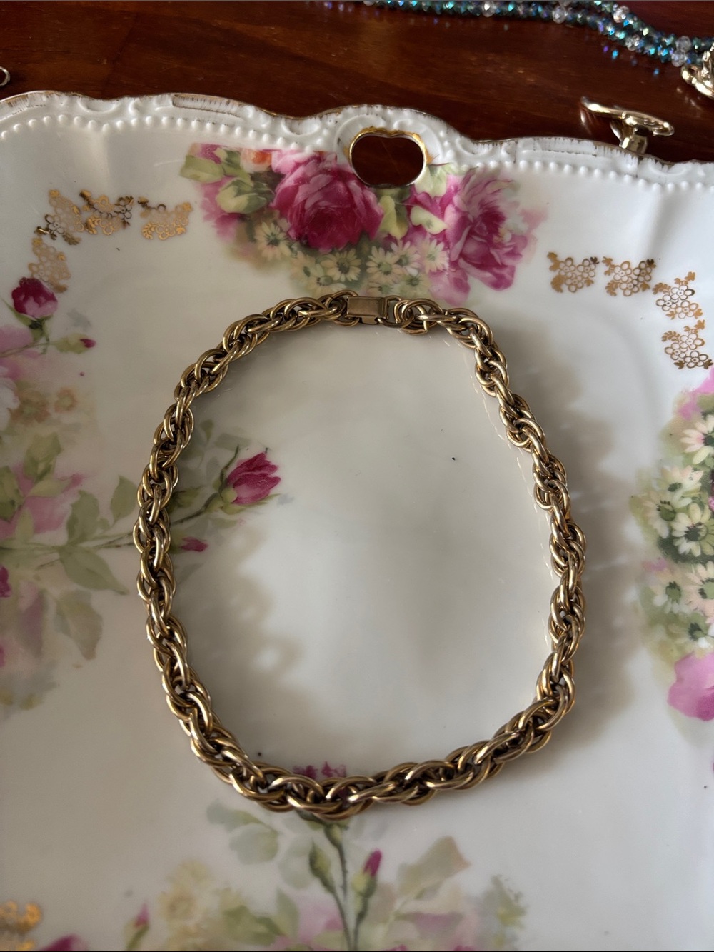 Classic Gold Tone Rope Chain Choker Necklace